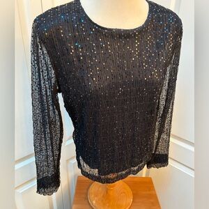 Chic Black Sequin Women's Blouse